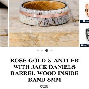 Antler and Rose Gold with Jack Daniel’s wood Ring